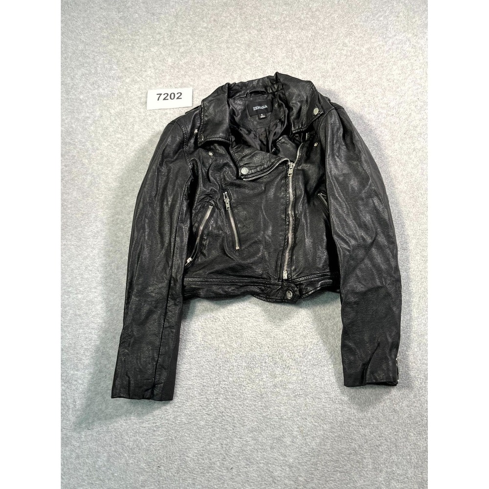 Zenana Moto Jacket Womens Small Black Collared Full‎ Zip Notch Lapel Biker